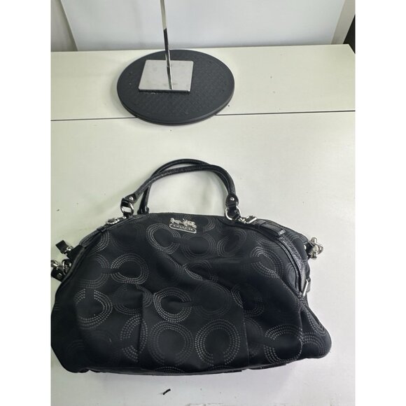 Coach Madison Dotted Op Art Large Sophia Co Satchel Style #15957 BLK/WHT - Picture 7 of 9